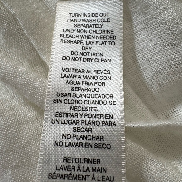 WHBM White Linen 3/4 Sleeve with Sheer Stripe. Subtle Shimmer Throughout. Size M - Picture 8 of 14
